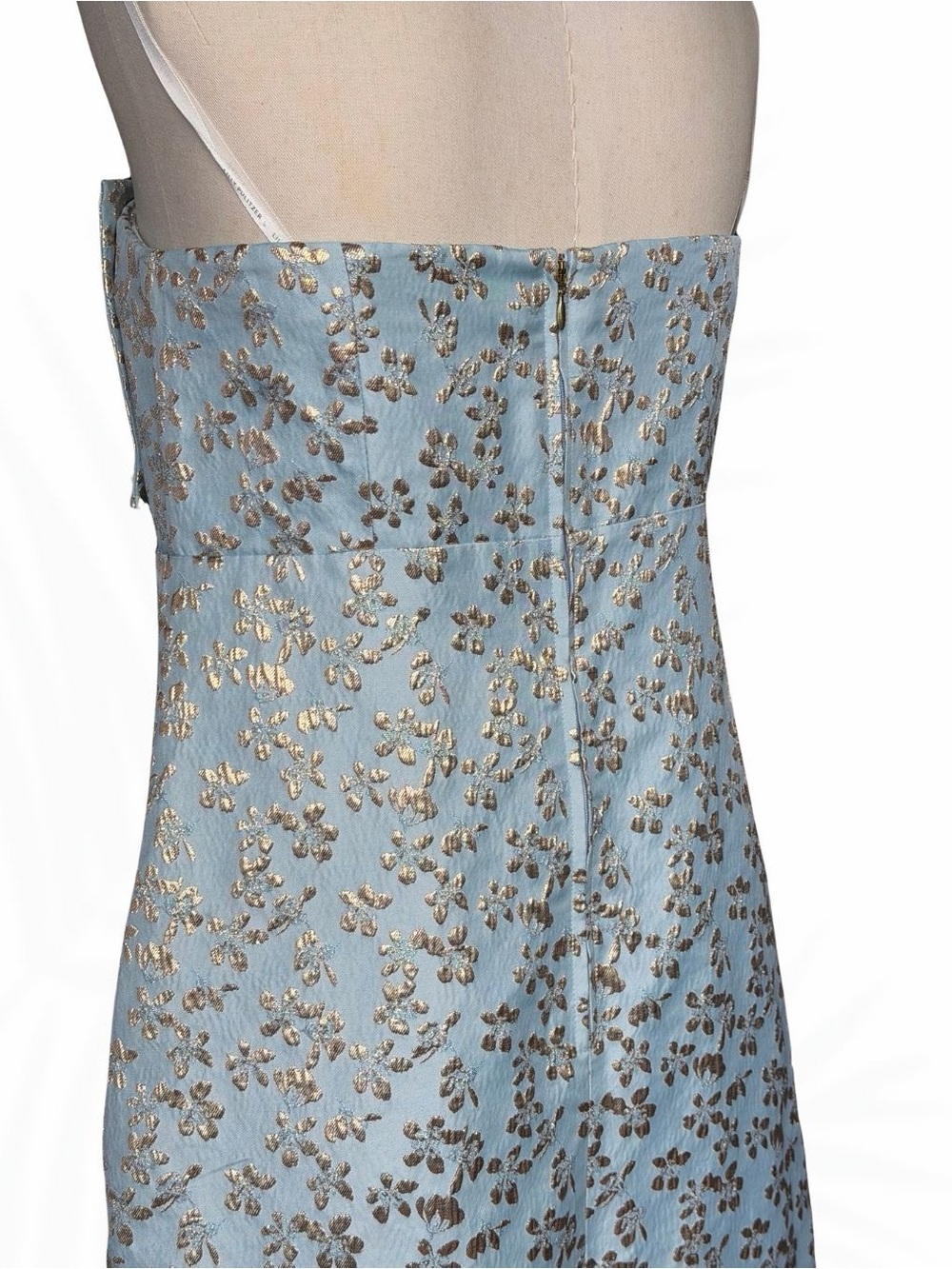 Lilly Pulitzer Strapless Blue Gold Floral Brocade Maxi Dress Size 6 - Picture 5 of 10
